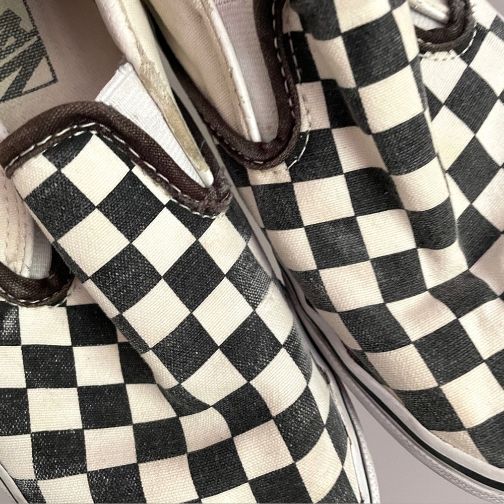 Vans Black/Ecru Classic Checkerboard Slip-on Sneakers - 5.5-6US - Picture 3 of 9